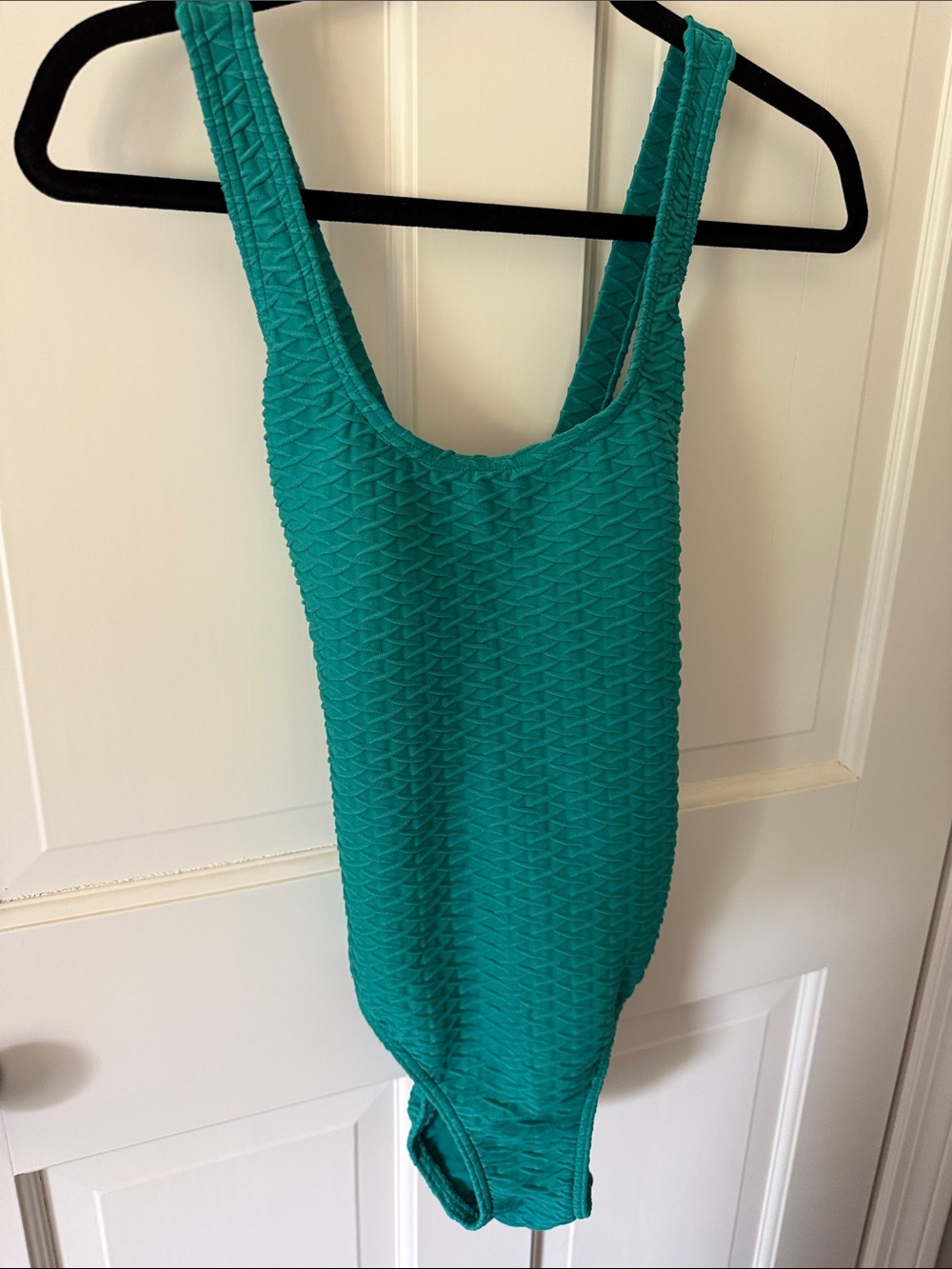 Lands' End Teal Textured One-Piece Swimsuit